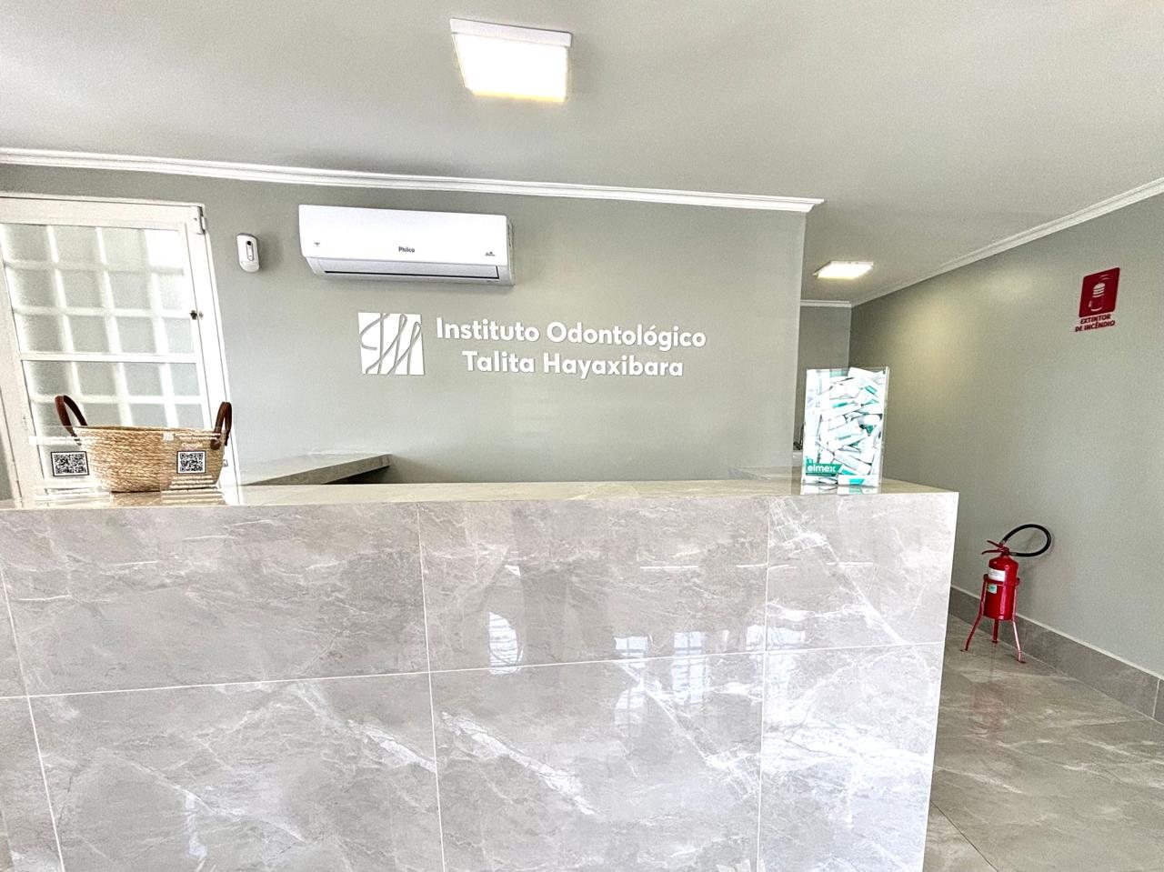 Recepção com o logotipo do Instituto